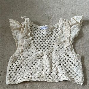 Women's Cream Crochet Top